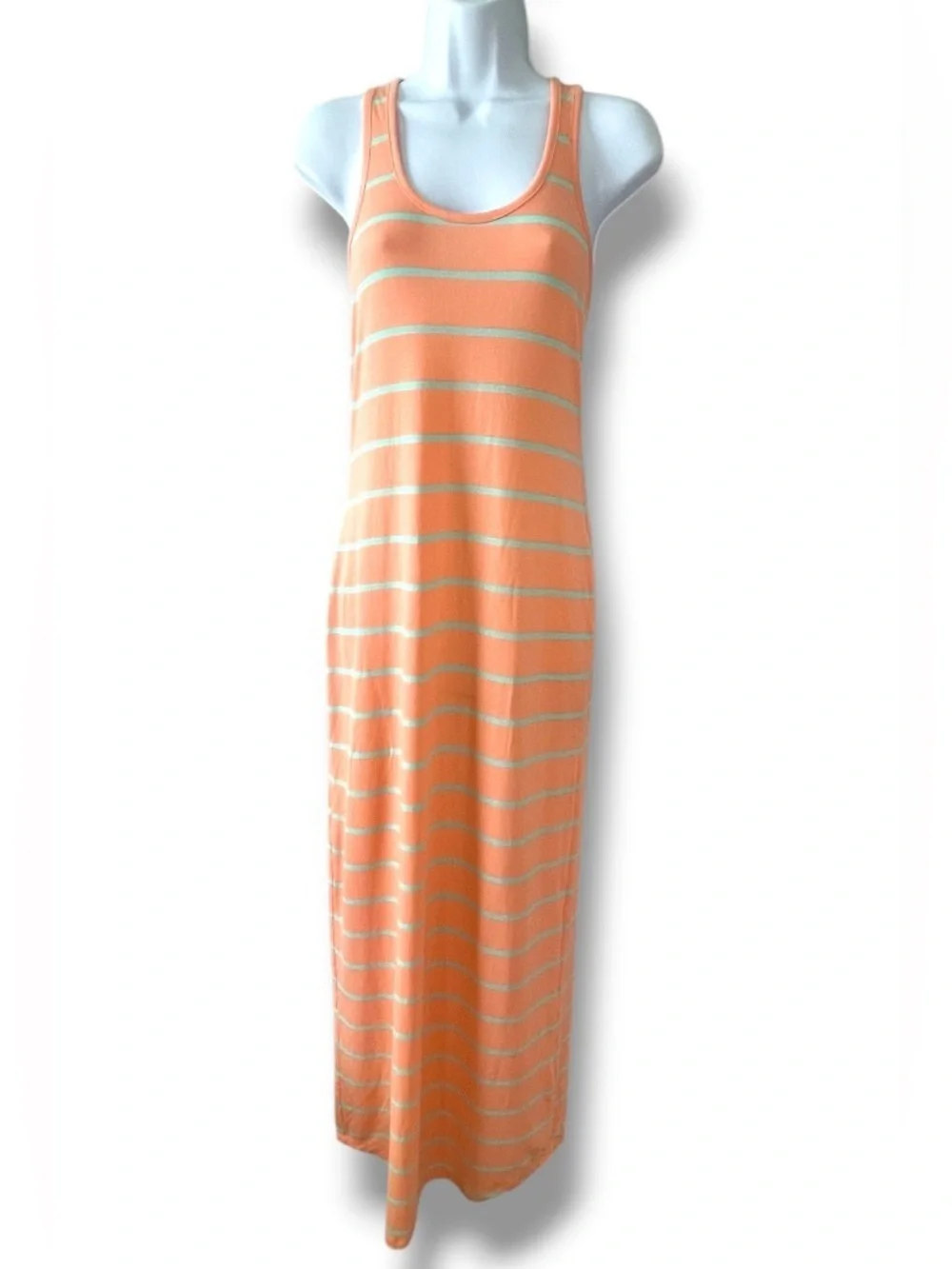 Kirra Striped Maxi Dress Coral Racerback Bodycon Stretch Casual Summer Dress